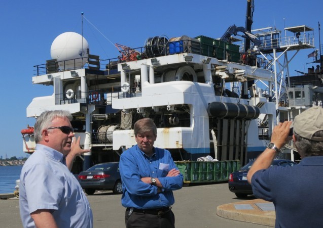 Lamont's Sean Higgins and Paul Ljunggren introduce visitors to the Langseth.