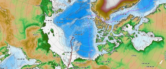 The position of the research vessel Coast Guard cutter Healy on August 24, 2015.