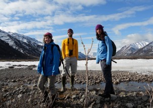 Natalie Boelman (right)  doing fieldwork in Alaska.