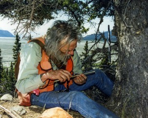 Gordon Jacoby (pictured above) and Nicole Davi core trees in Alaska in order to reconstruct temperature  of Alaska and the Northern Hemisphere. Lab scientists and students often spend weeks hiking and camping to collect samples. Photo by Nicole Davi