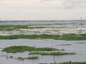 The large abandoned channel we hoped to work in is completely flooded.