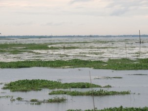 The large abandoned channel we hoped to work in is completely flooded.