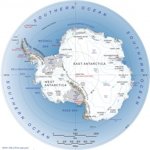 Map of Antarctica, via NASA