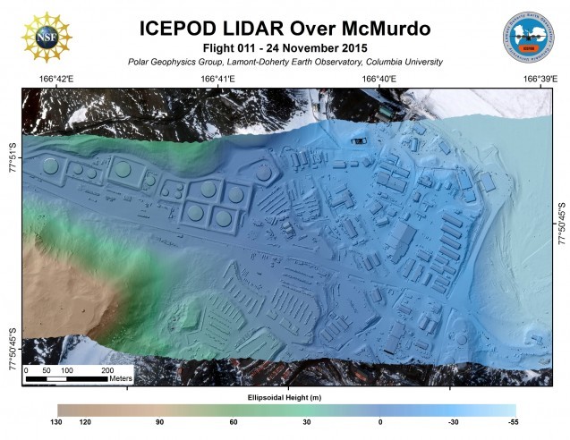 McMurdo Base, Antarctica imaged with LiDAR.  (processed by S. Starke) 