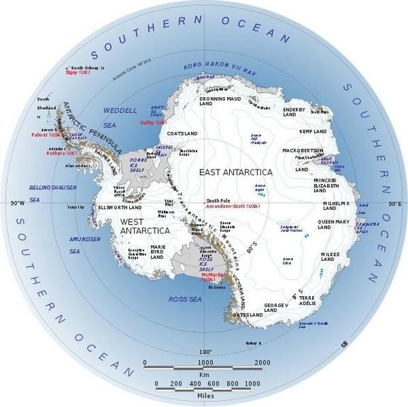 Map of Antarctica, from NASA. 
