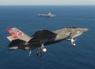 A F-35C stealth fighter, similar to one linked to sonic booms off New York, New Jersey and Connecticut. Its top speed is said to be 1,200 miles per hour. (Lockheed Martin)