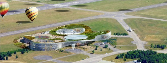 A rendering of Climate City, the first research center solely dedicated to climate change, in Lorraine, France, at a former NATO airport. Architect: Agence d’Architecture A. Béchu