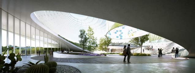 A rendering of the Climate City entrance Hall. ©Agence d’Architecture A. Béchu