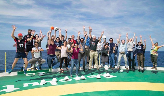 Expedition 361's scientists near the end of an exciting and successful two-month expedition. Photo: Tim Fulton/IODP