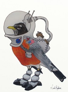 A space robin mascot for the project. Drawing by Nicole Krikun