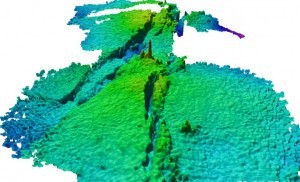 Bathymetry from the Kilo Moana vent field, mapped in 2005. Each grid cell in this image is 25 cm. Image: SOI/Dr. V. Ferrini