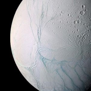 Saturn's moon Enceladus, as viewed by the Cassini spacecraft. Image: NASA