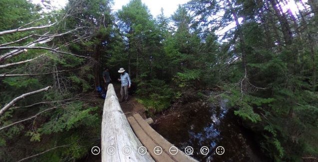 To reach the source of the Hudson River, Andy Juhl and Greg O'Mullan hiked for two days in the Adirondacks, crossing Hudson River tributaries like Herbert Brook on the way. Click to see the 360 video. Photo: Andy Juhl/Lamont-Doherty Earth Observatory