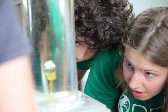 The Lamont-Doherty Earth Observatory campus was packed for Open House 2016 with science fans of all ages exploring the excitement of the Earth, ocean and atmospheric sciences. Augie Davi-Fiondella and Anna Barth watch a simulation of a plume rising t