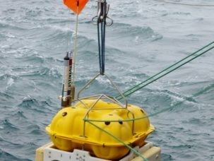 An advanced version of Lamont-Doherty's ocean bottom seismometers will be the basis for a new earthquake and tsunami monitoring and warning system. Photo: Donna Shillington/LDEO