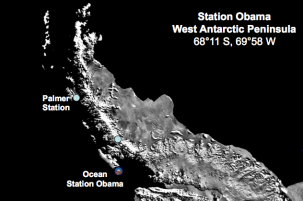 Ocean Station Obama, off the West Antarctic Peninsula. Courtesy of Hugh Ducklow