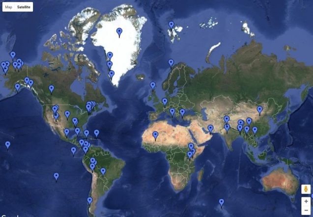 Click on the image to see a map detailing Earth Institute fieldwork.