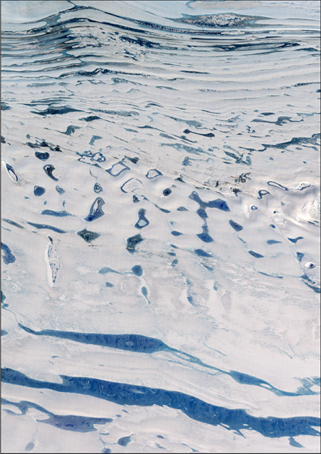 Massive summer melting on East Antarctica’s Amery Ice Shelf, seen from NASA’s Landsat 4 satellite. The image shows about 520 square miles. (NASA)