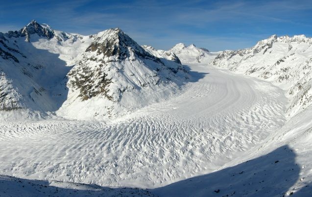The Aletsch Glacier is the largest glacier in the Swiss Alps.
