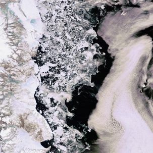 Marginal zone of the Greenland sea from a satellite.