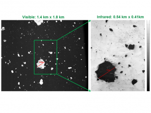 A visible and infrared imagery of sea ice in the Arctic.