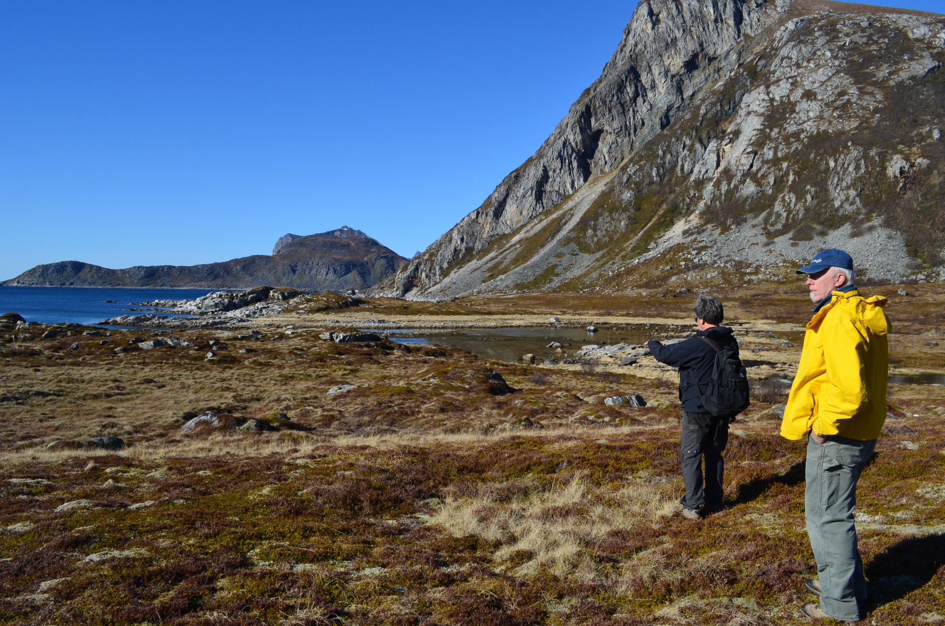 The islands' unforgiving weather and landscape have always forced people to make a living from both land and sea. Tromso University Museum archaeologist Stephen Wickler (left) and palynologist Scott Walker survey a seascape occupied by predecessors of the Vikings some 6,000 years ago.