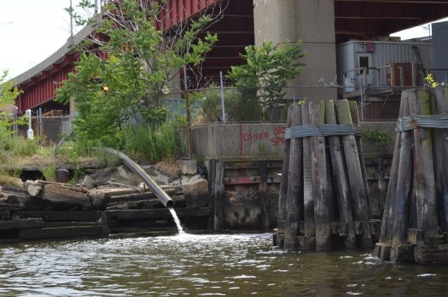 Toothpaste, soap, sunscreen and other everyday products often contain microbeads, which wash unfiltered into nearby waters. Here, water drains into Newtown Creek. 