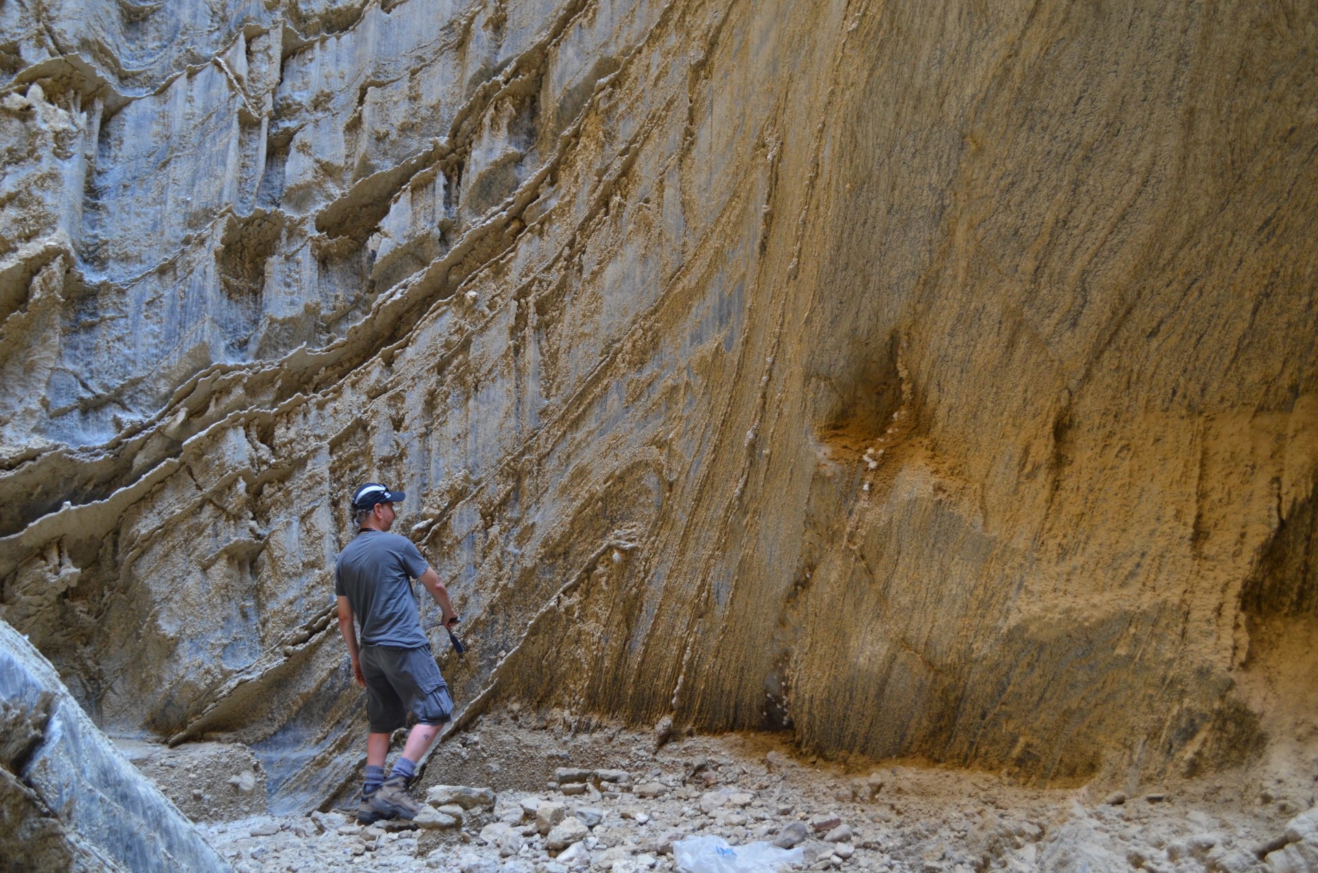 Inside an ancient salt cave; its countless folded layers may hold clues to past climates.