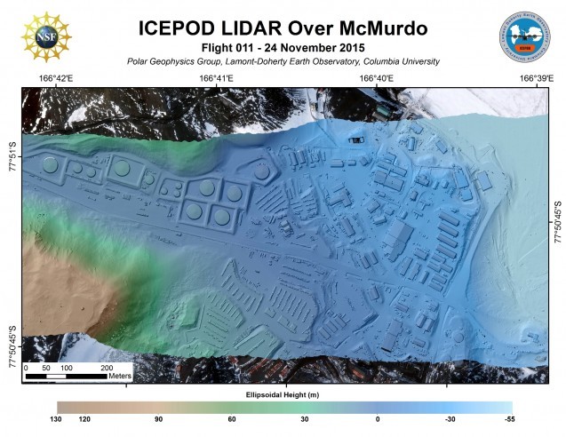 McMurdo Base, Antarctica imaged with LiDAR. (processed by S. Starke)