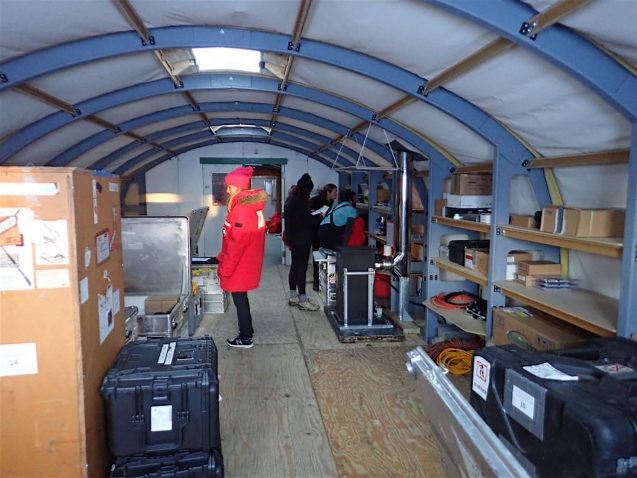 Unpacking our workspace in the Jamesway that will be our 'command center' during our work here.