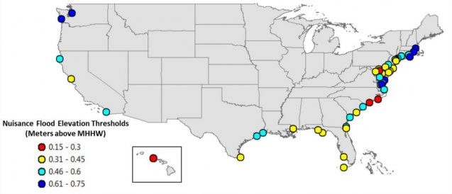 map of sunny day floods across the u.s.