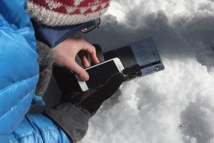 taking photos of snowflakes