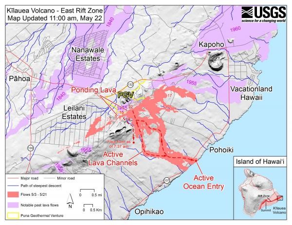 map of kilauea lava flows