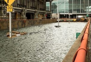 flooding in nyc street from hurricane sandy