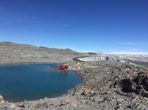 helicopter near greenland ice sheet