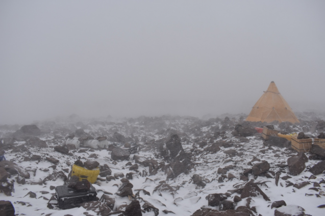 antarctic camp during wind storm
