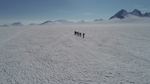 walking across ice