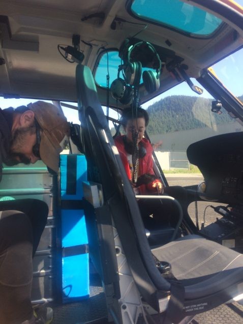 inside the helicopter