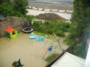 flooded backyard