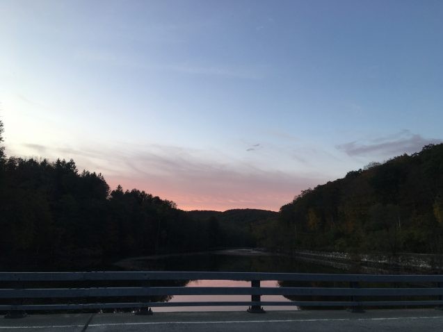 sunset over river valley