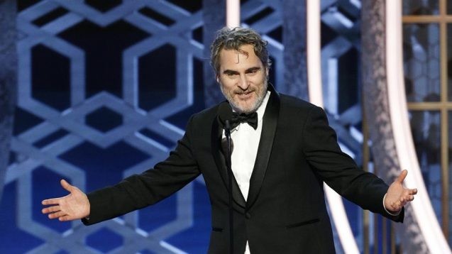 Joaquin Phoenix speaking at event