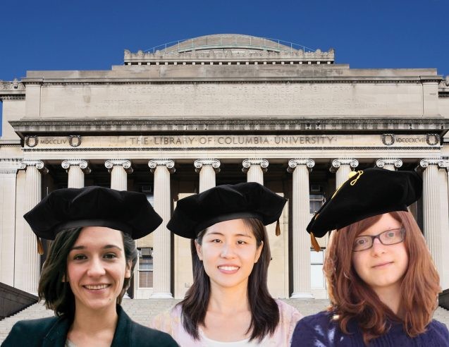 Ana Varela, Ruiwen Lee, and Anouch Missirian with columbia university backdrop