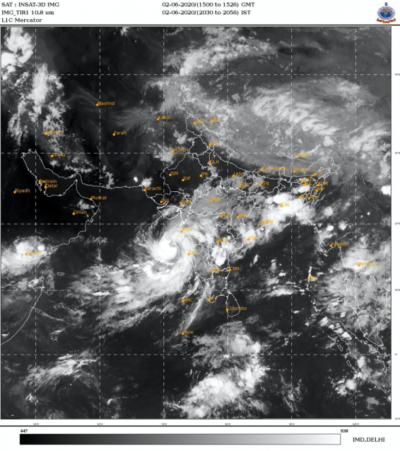 Satellite imagery of Nisarga