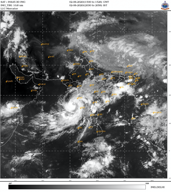 Satellite imagery of Nisarga 