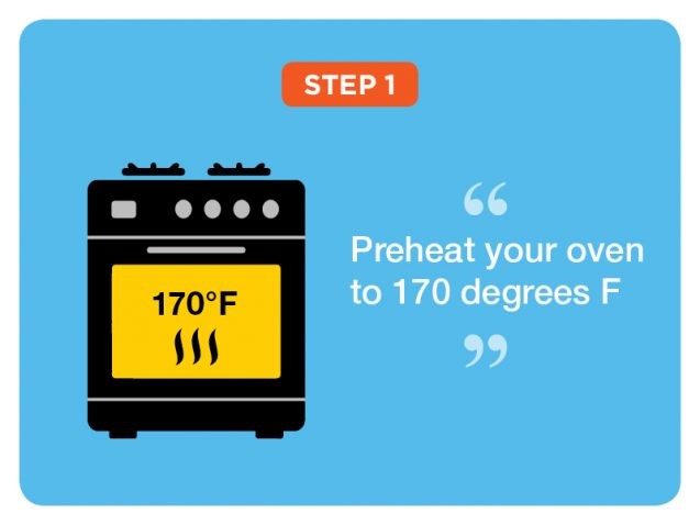 step 1 preheat oven to 170 degrees fahrenheit