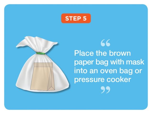 Step 5: Place the brown paper bag with mask into an oven bag or pressure cooker
