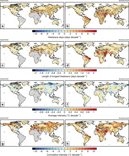 maps showing heat wave trends