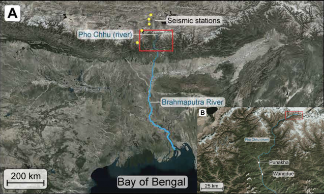 maps of glof and seismometers