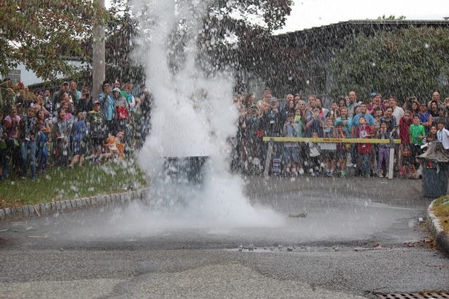 We also put ping pong balls to the test to show the hurling power of volcanoes. Definitely an Open House fan favorite.