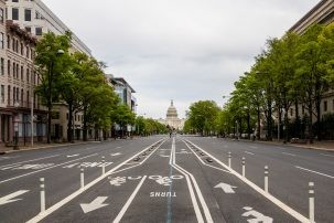 empty streets in Washington DC